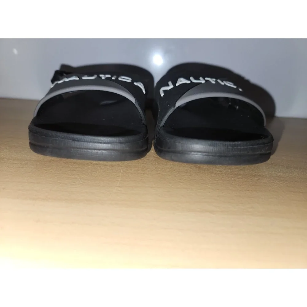 Nautica Black/White/Gray Toddler Boy Sandals/Slides Size 8~RARE HARD‎ TO FIND